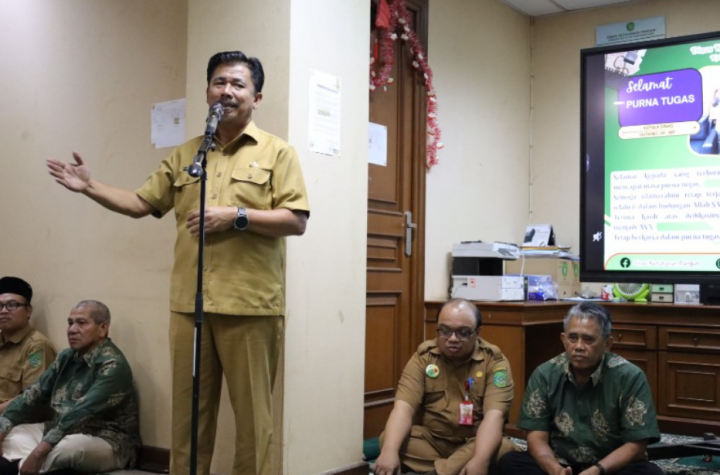 Sekretaris Daerah (Sekda) Kabupaten Kutai Kartanegara (Kukar) Sunggono menghadiri acara pelepasan purna tugas Kepala Dinas Ketahanan Pangan (Disketapang) Sutikno di kantor Disketapang.