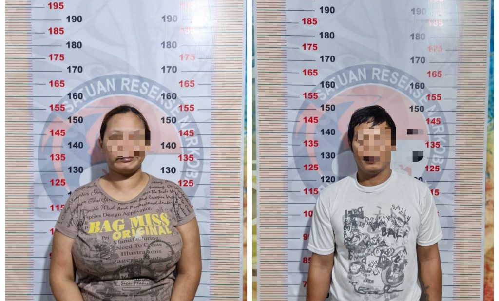 Sepasang suami istri yang ditangkap Satreskoba Polres Bontang. (Dok. Humas Polres Bontang)